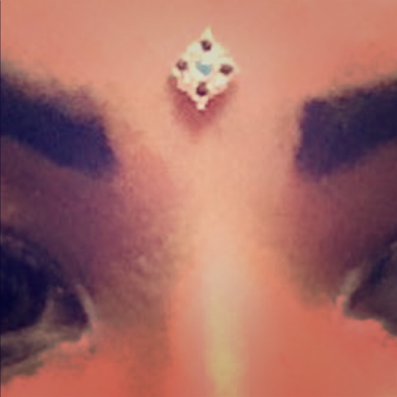 Rose gold 34 gauge threaded piercing diamond turq - Picture 1 of 1